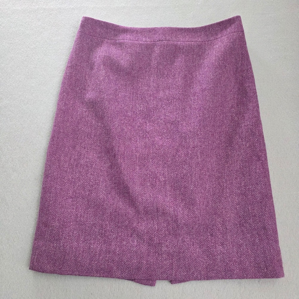J.Crew No. 2 Pencil Skirt Purple Herringbone Wool Petite 2P 14845 Classic Office